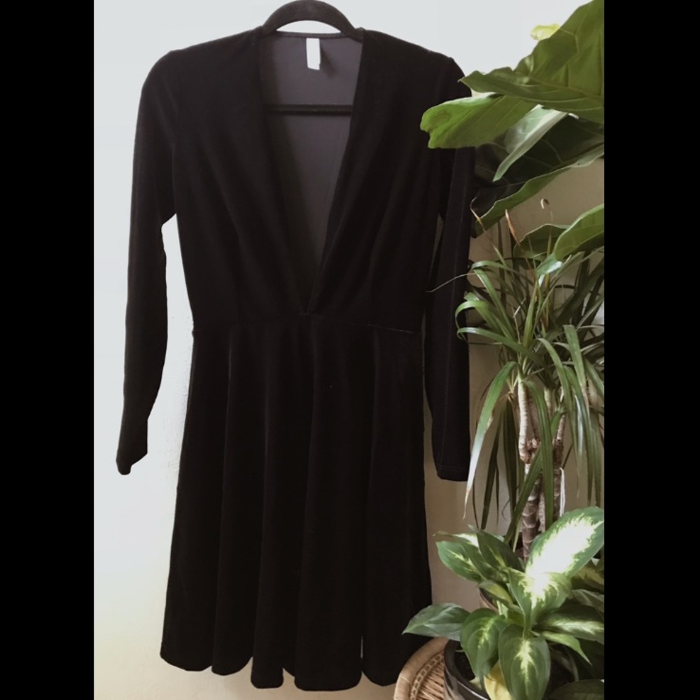 Velvet Deep V Mini Dress